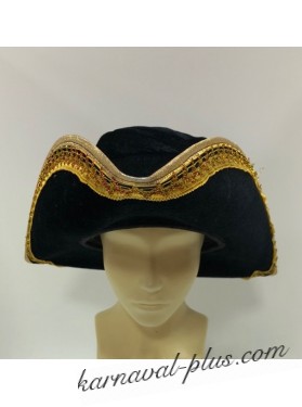 Карнавальная шляпа Пират с золотой отделкой